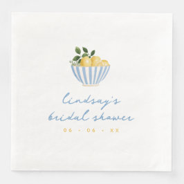 Minimalistische Zitronen Blau-Gelb-Brautparty Serviette