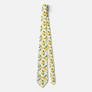 Minimalistische Zitronen und Blume Wasserfarbe Krawatte
