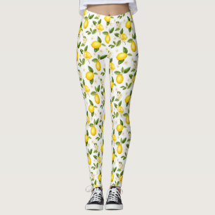 Minimalistische Zitronen und Blume Wasserfarbe Leggings