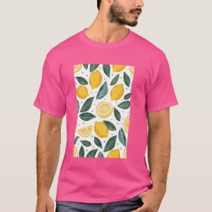 Minimalistische Zitronenfrucht-Musterkunst T-Shirt