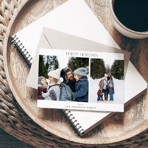 Minimalistische Zwei-Foto-Happy-Holidays-Karte
