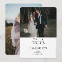 Minimalistische Zwei-Foto-Hochzeit-Dankeskarten