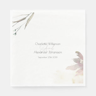 Minimalistische Zweigstelle und Blumenwasserfarbe Serviette