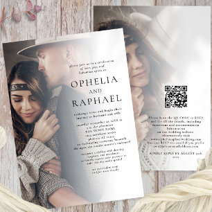 Minimalistischen 2 Fotos QR Code Bohemisch Hochzei Einladung