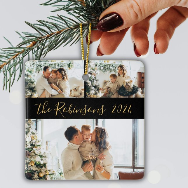 Minimalistischen 3 Familienfoto Collage Weihnachte Keramikornament (Von Creator hochgeladen)