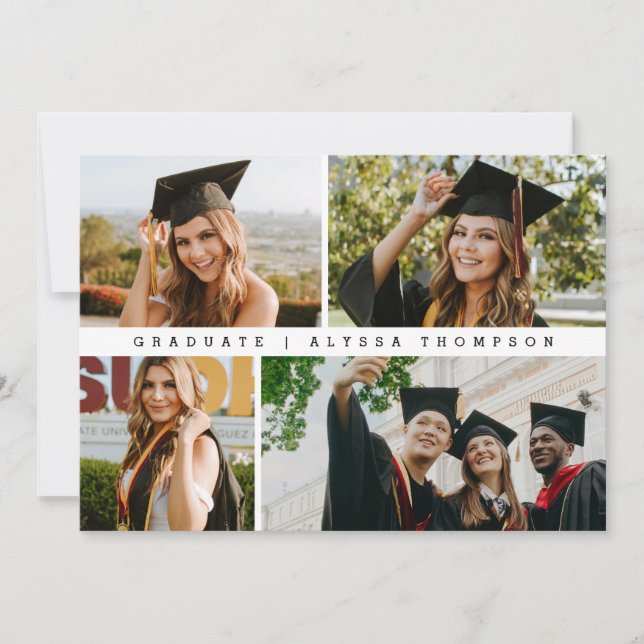 Minimalistischen 4 Grad Fotos Abschluss Ankündigun Einladung (Vorderseite)