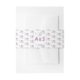 Minimalistischen Lila White Initials Datum Hochzei Einladungsbanderole