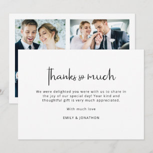Minimalistischen Schwarz-weißen 3 Fotos Hochzeit D Karte