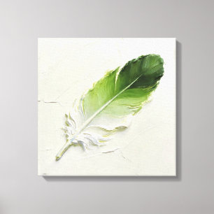 Minimalistischer 3D-Öl-Sage-Grün-Feder-Elegant Leinwanddruck