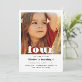 Minimalistischer 4. Geburtstag | 4. Geburtstag Einladung