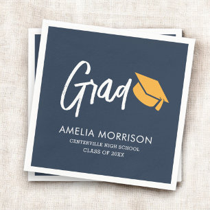 Minimalistischer Abschluss für Navy Blue Script Gr Serviette