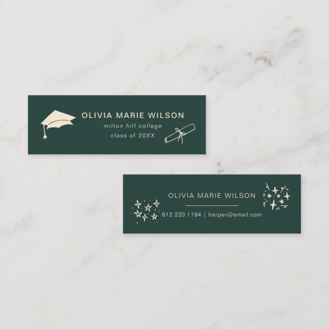 Minimalistischer Abschluss Icon Name Card Forrest  Mini Visitenkarte (Vorne/Hinten)