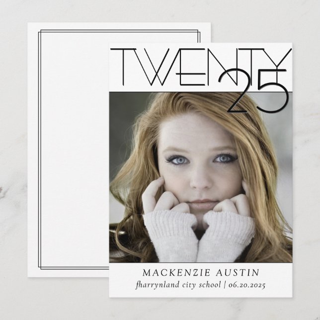 Minimalistischer Abschluss | Klassisches Script Gr Ankündigung (Vorne/Hinten)