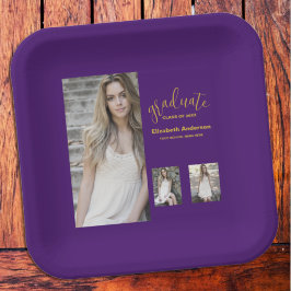 Minimalistischer Abschluss mit 3 Fotos Pappteller