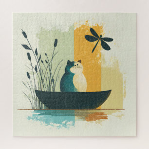 Minimalistischer Abstrakter Chubby-See Weiße Katze