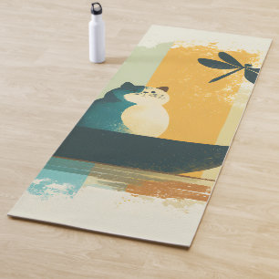 Minimalistischer Abstrakter Chubby-See Weiße Katze Yogamatte