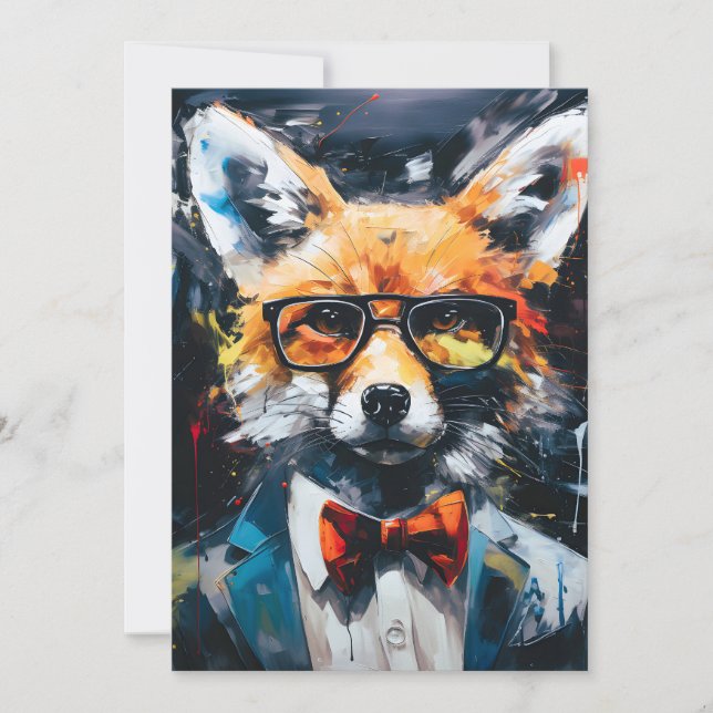 Minimalistischer Abstrakter Fuchs Ankündigung (Vorderseite)