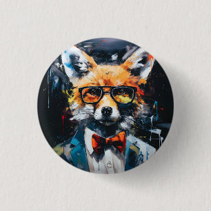 Minimalistischer abstrakter Fuchs im Anzug Button