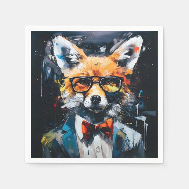 Minimalistischer Abstrakter Fuchs Serviette (Vorderseite)