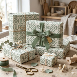 Minimalistischer abstrakter geometrischer Salbeigr Geschenkpapier