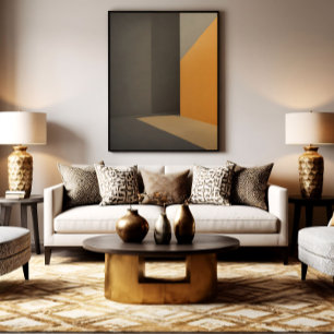 Minimalistischer abstrakter Orange und Grau Leinwanddruck