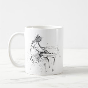 Minimalistischer abstrakter Pianist beim Klaviersp Kaffeetasse