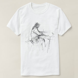 Minimalistischer abstrakter Pianist beim Klaviersp T-Shirt