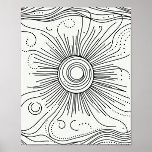 Minimalistischer abstrakter Sonnenkunstposter Poster