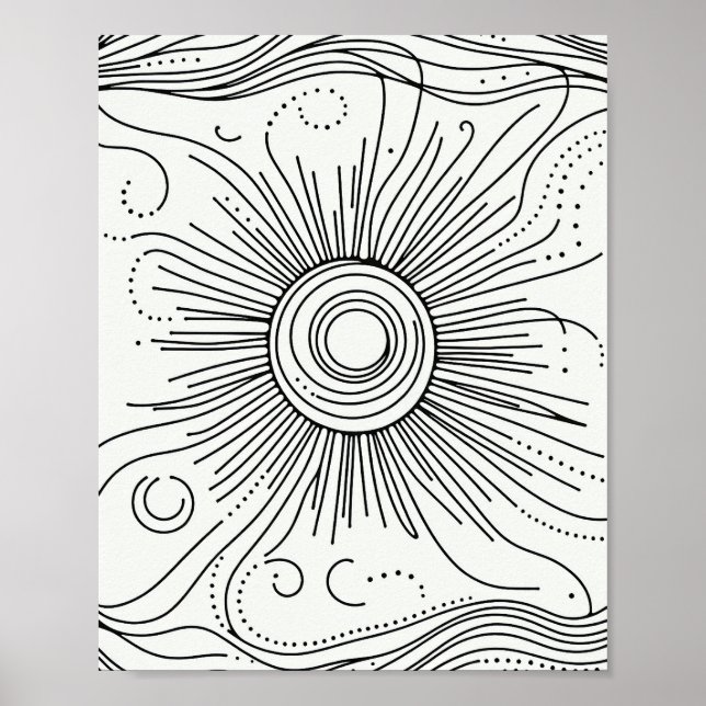 Minimalistischer abstrakter Sonnenkunstposter Poster (Vorne)