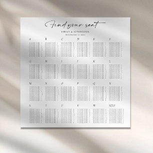 Minimalistischer alphabetischer Hochzeits-Sitzplan Poster