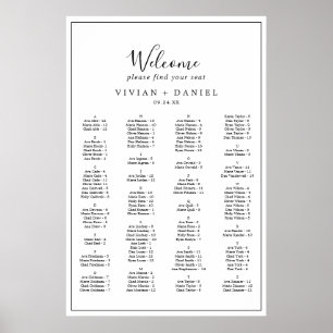 Minimalistischer alphabetischer Sitzplan Poster