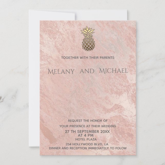 Minimalistischer Ananas aus Rosegold Einladung (Vorderseite)