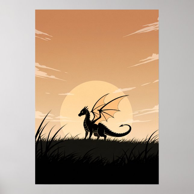 Minimalistischer Anime-Drache Poster (Vorne)