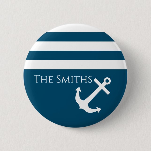Minimalistischer Anker und Streifen Button (Vorderseite)