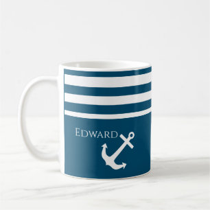 Minimalistischer Anker und Streifen Kaffeetasse