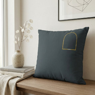 Minimalistischer Anthrazitgrau Mattgold Bogen Stil Kissen