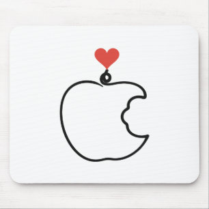 Minimalistischer Apfel in One-Line-Kunst mit rotem Mousepad