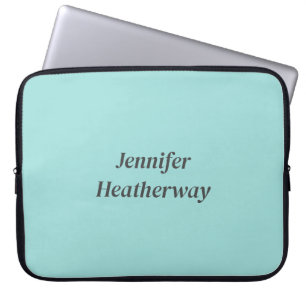 Minimalistischer Aqua-Blau-individuelle Name Laptopschutzhülle