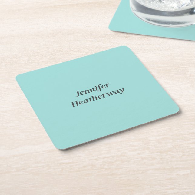 Minimalistischer Aqua-Blau-individuelle Name Rechteckiger Pappuntersetzer (angewinkelt)