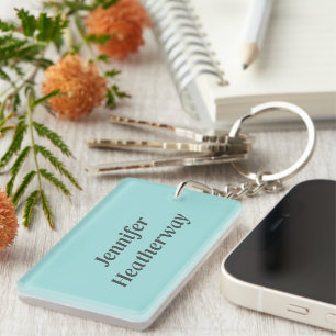 Minimalistischer Aqua-Blau-individuelle Name Schlüsselanhänger
