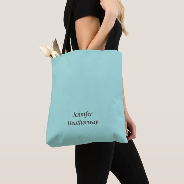 Minimalistischer Aqua-Blau-individuelle Name Tasche (Von Nahem)