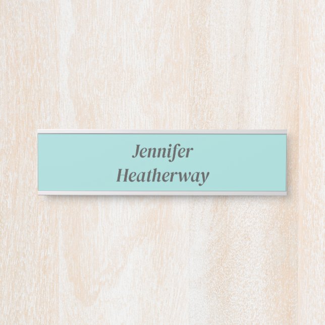 Minimalistischer Aqua-Blau-individuelle Name Türschild (Vorderseite )