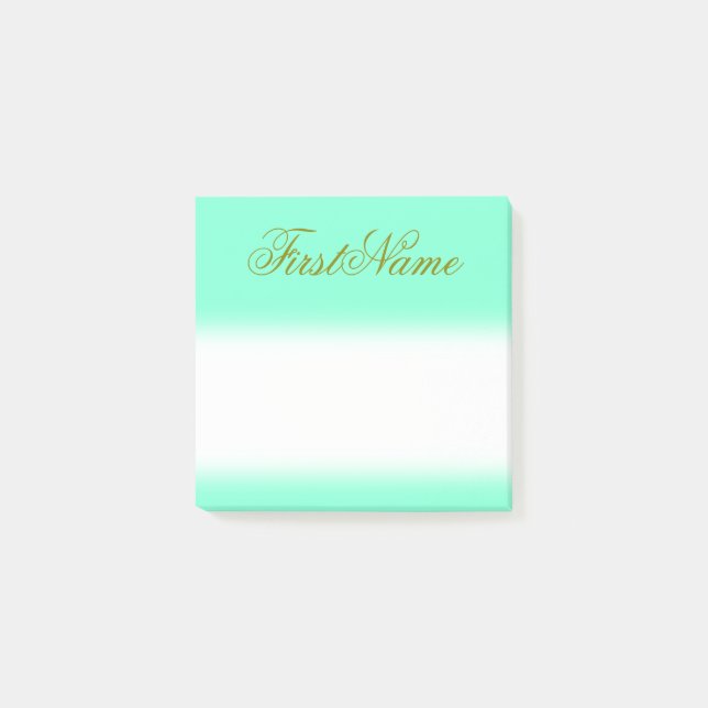 Minimalistischer Aquamarine-Hintergrund und Grünna Post-it Klebezettel (Vorderseite)
