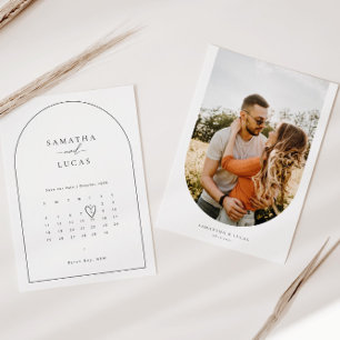 Minimalistischer Archiv-Fotokalender Save the Date Einladung
