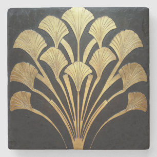 Minimalistischer Art Deco Sonnenstrahl Schwarz und Steinuntersetzer