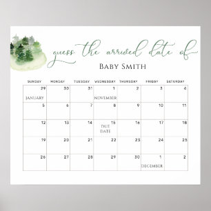 Minimalistischer Baby Shower Guess Due Date Kalend Poster