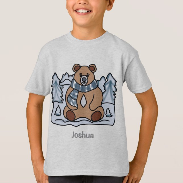 Minimalistischer Bär im Winterschneeland | lustig T-Shirt (Vorderseite)