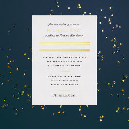 Minimalistischer Bar Mitzvah-Goldstreifen Folieneinladung