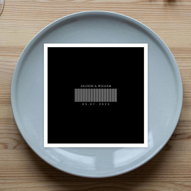 Minimalistischer Barcode-Chic: Schwarz-Weiß-Hochze Serviette (Minimalist Barcode Chic: Black & White Wedding Napkins)