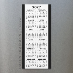 Minimalistischer Basis-Kalender für das ganze Jahr Magnetkarte